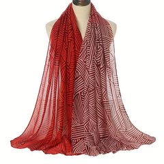 Vintage Striped Voile Scarf Hijab Block Boho Shawl Turban Sunscreen Headscarf