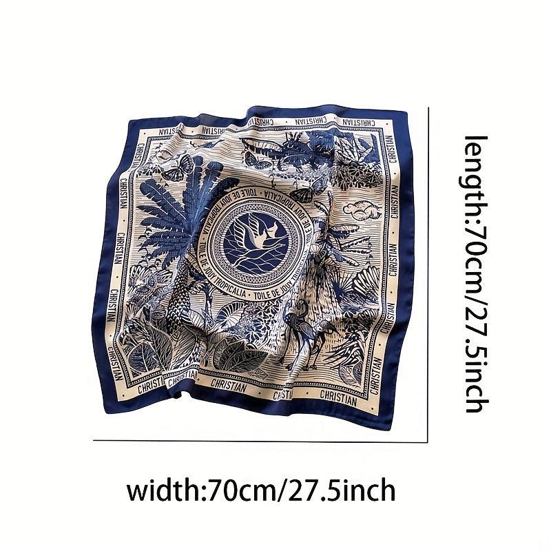 Boho Forest Print Silk Square Scarf Neckerchief Bandana