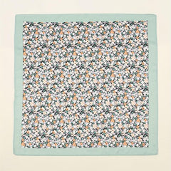 Floral Print Green Bandana Silk Head Wrap Square Scarf Women Neckerchief