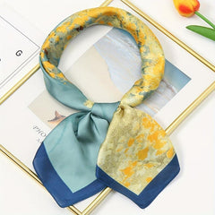 Vintage Tree Print Bandana Classic Block Shawl Satin Square Scarf