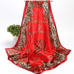 Print Silk Satin Scarf Female Shawls Head Scarf For Ladies