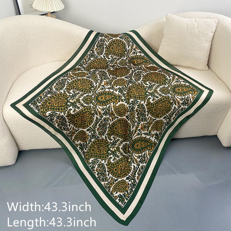 Women's Large Satin Square Scarf Silk Neckerchief Accessory