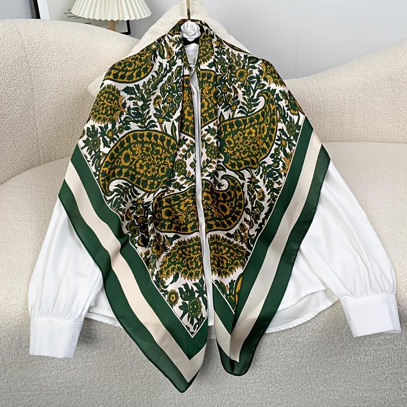 Women's Large Satin Square Scarf Silk Neckerchief Accessory