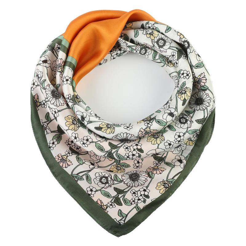 70cm Small Square Scarf Classic Print Women's Neckerchief Windproof Sunscreen