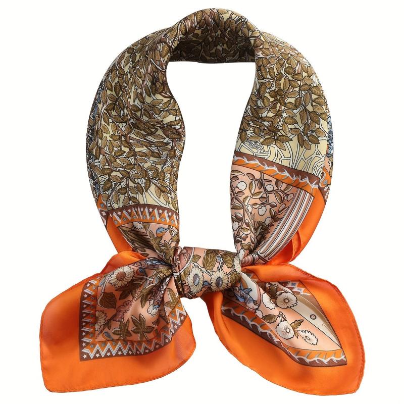 70cm Small Square Scarf Classic Print Women's Neckerchief Windproof Sunscreen