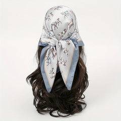 Horse Print Bandana Classic Satin Square Scarf Neckerchief Head Wrap
