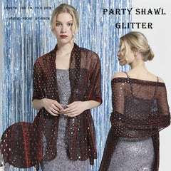 Sequin Shawl Crinkle Decorative Shawl Women Dress Wrap Accessories Cape