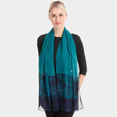 Chiffon Classic Style Ink Gradient Thin Headwrap Large Shawl