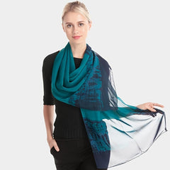 Chiffon Classic Style Ink Gradient Thin Headwrap Large Shawl