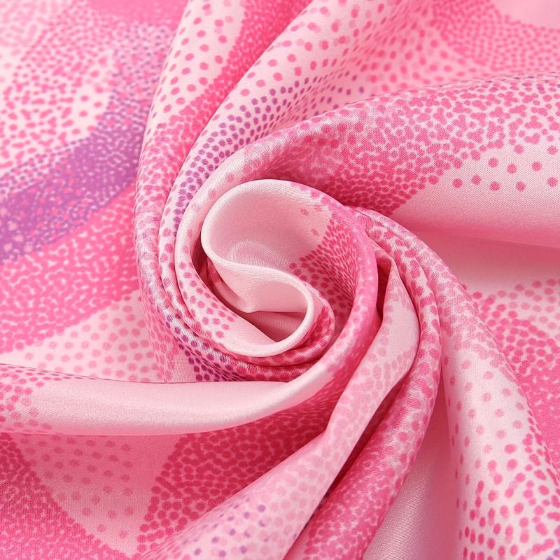 Pink Circles Print Bandana Casual Square Scarf Women Head Wrap Hair Accessories