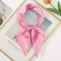 Pink Circles Print Bandana Casual Square Scarf Women Head Wrap Hair Accessories