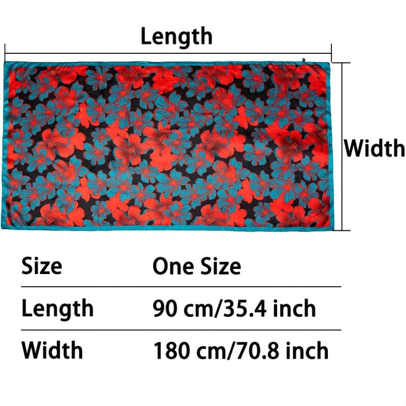 Lily Lower Pattern Silk Scarf Shawl Wrap Head Wrap