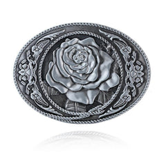 Western Cowboy Style Rose Pattern Belt Buckle in 3 Colors