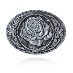Western Cowboy Style Rose Pattern Belt Buckle in 3 Colors