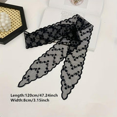 Lace Neckerchief Long Ribbon Skinny Scarf Headband Hair Tie Handbag Charm
