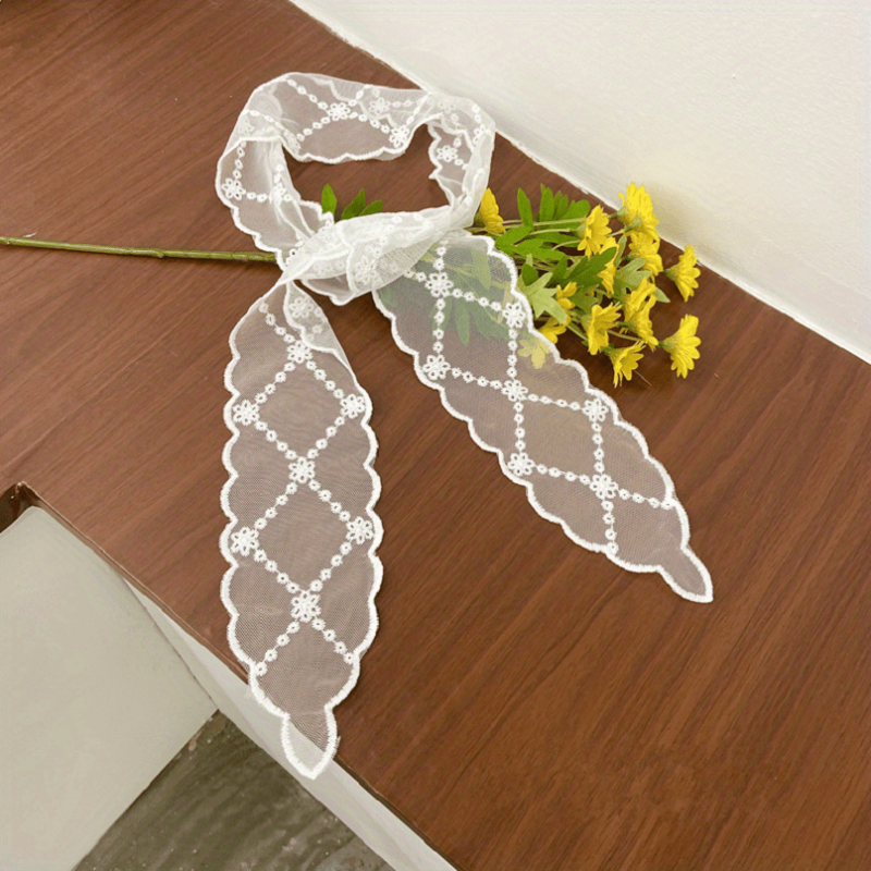Lace Neckerchief Long Ribbon Skinny Scarf Headband Hair Tie Handbag Charm