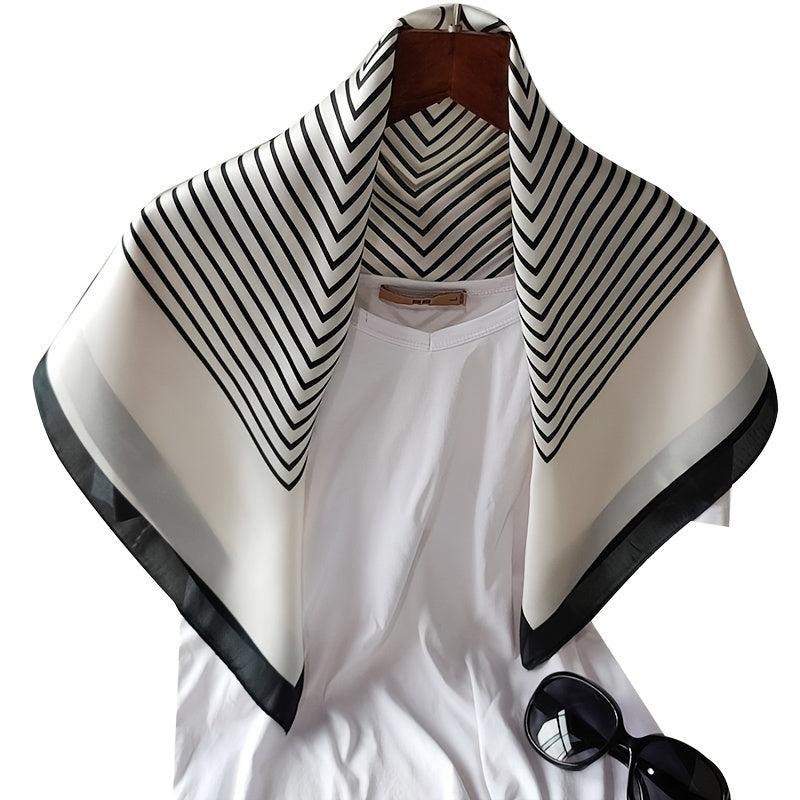 Women's Retro Plaid Dot Scarf Satin Square Large Neckerchief