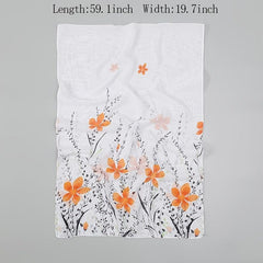 Chiffon Scarf Flower Leaf Print Shawl Windproof Head Wrap Sunscreen Towel