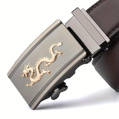Men's Dragon Style Leather Belt Automatic Buckle