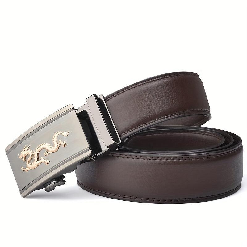 Men's Dragon Style Leather Belt Automatic Buckle