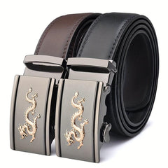 Men's Dragon Style Leather Belt Automatic Buckle