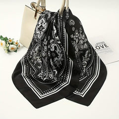 Chain Print Silk Scarf Square Shawl for Women
