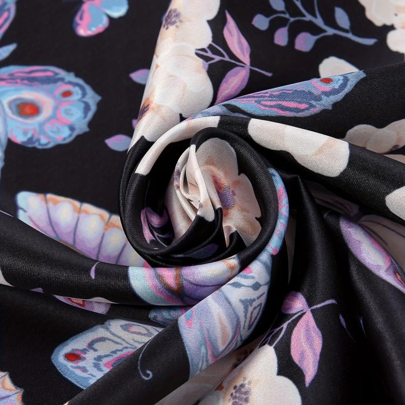 Butterfly Print Bandana Casual Square Scarf Women Neckerchief Head Wrap Hair Acc