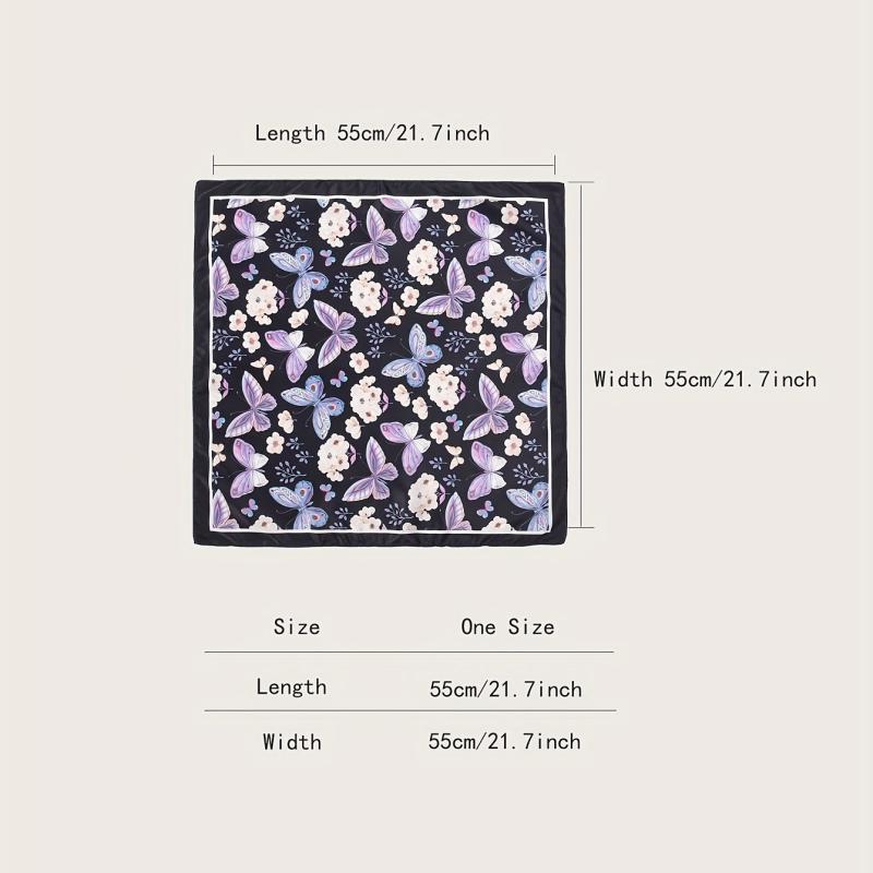 Butterfly Print Bandana Casual Square Scarf Women Neckerchief Head Wrap Hair Acc