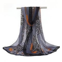 Houndstooth Paisley Print Chiffon Scarf - Vintage Windproof Head Wrap