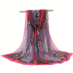Houndstooth Paisley Print Chiffon Scarf - Vintage Windproof Head Wrap