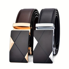 Men's Leather Belt with Metal Automatic Buckle