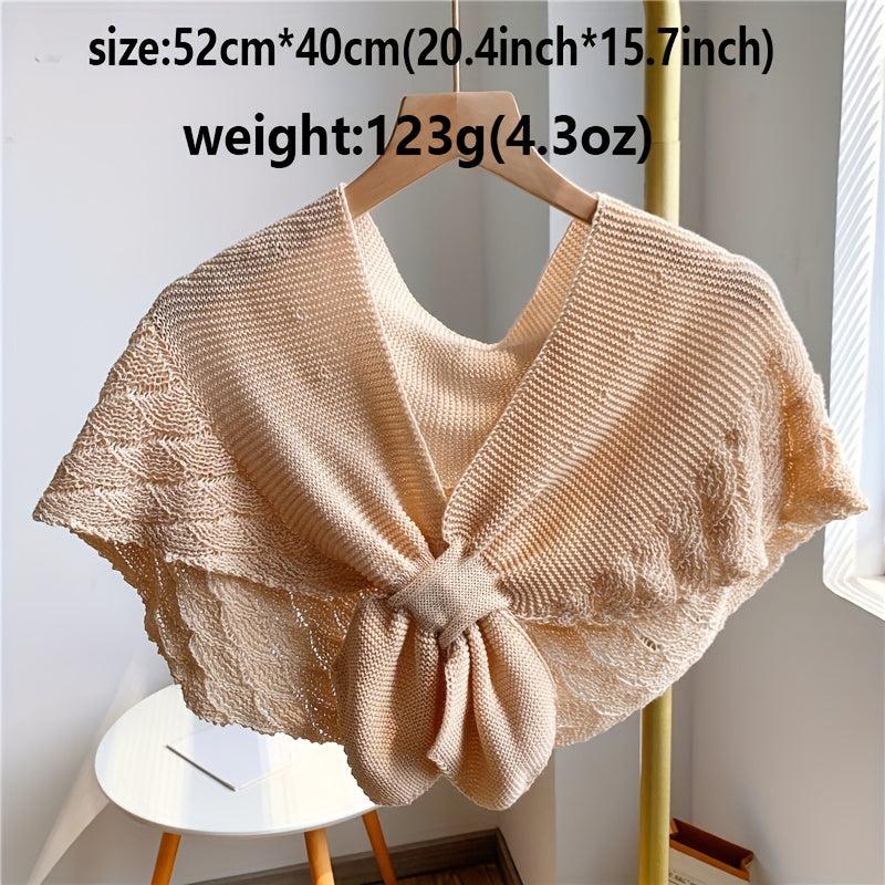 Fishtail Pattern Crochet Shawl Solid Knitted Wrap Hollow Out Warm Cape