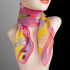 Square Chiffon Scarf Thin Flower Print Vintage Neck Scarf Women Face Mask