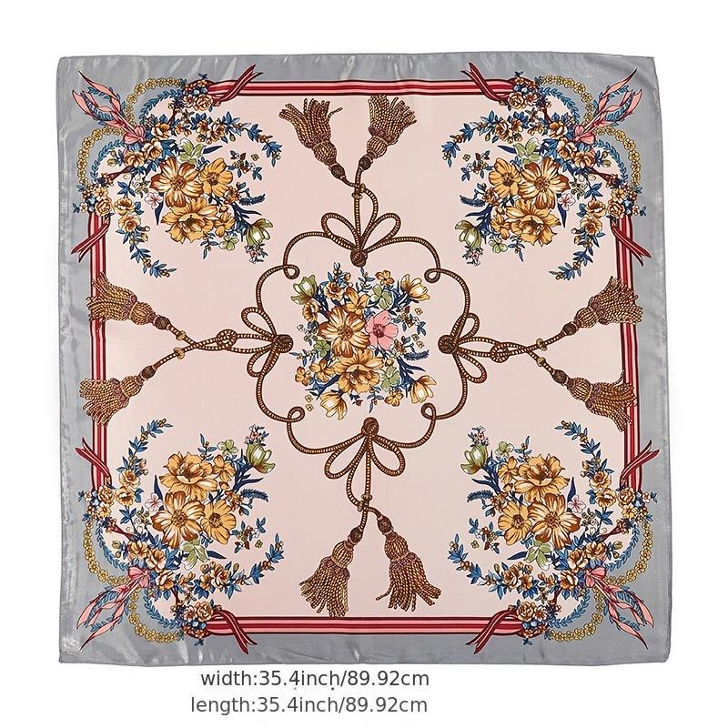 Satin Large Head Scarf For Women Square Silk Neck Scarf