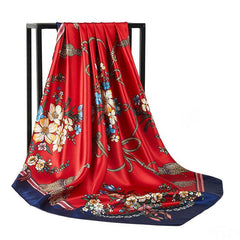 Satin Large Head Scarf For Women Square Silk Neck Scarf