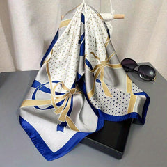 Bow Heart Print Bandana Satin Square Scarf Casual Head Wrap