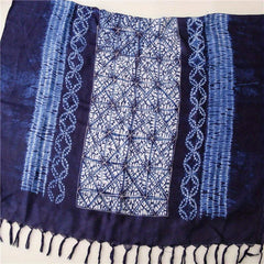 Tie Dyed Tassel Scarf Vintage Print Shawl Boho Windproof Head Wrap