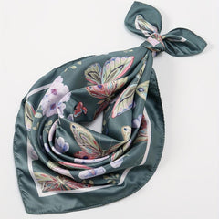 Dark Green Butterfly Print Bandana Casual Square Scarf Women Neckerchief