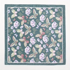 Dark Green Butterfly Print Bandana Casual Square Scarf Women Neckerchief