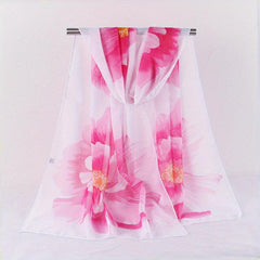 Vintage Flower Print Chiffon Scarf Hijab Double Thin Breathable Shawl