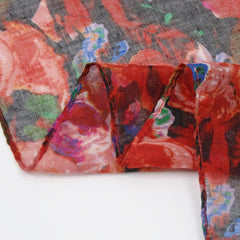 Vintage Flower Print Thin Scarf Shawl Red Beach Towel Yarn Scarf