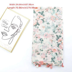 Floral Fringe Trim Scarf Shawl Wrap Head Wrap Casual Decoration Gift