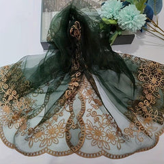 Floral Lace Mesh Scarf Embroidered Shawl Wrap Head Wrap for Daily Wedding Dress