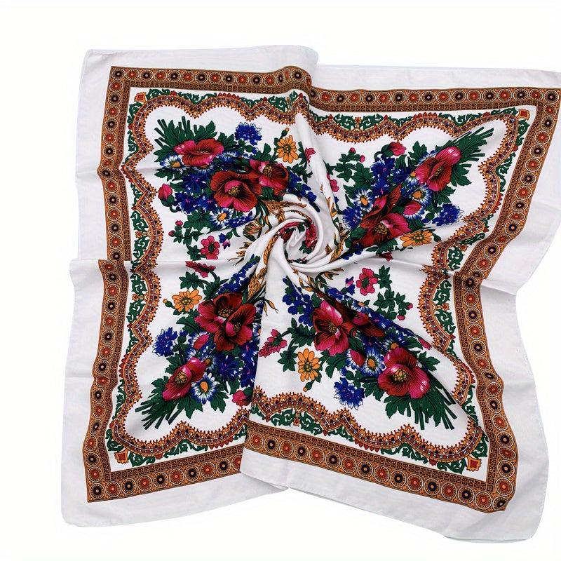 Vintage Flower Print Bandana Boho Square Scarf Women Head Wraps