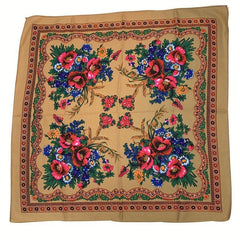 Vintage Flower Print Bandana Boho Square Scarf Women Head Wraps