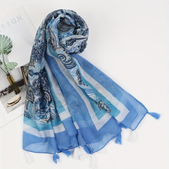 Paisley Print Tassel Scarf Classic Shawl Windproof Warm Head Wrap
