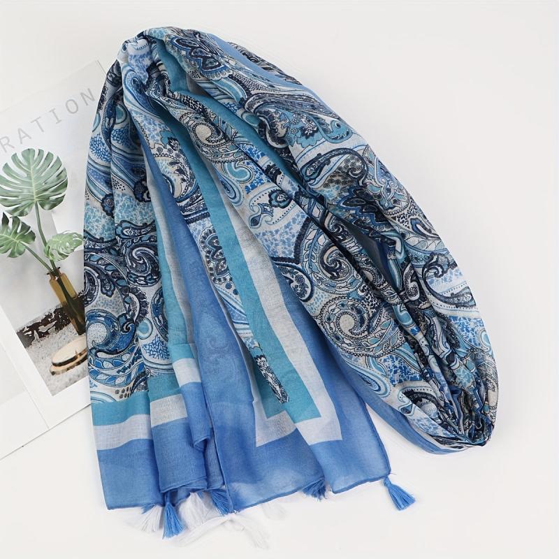 Paisley Print Tassel Scarf Classic Shawl Windproof Warm Head Wrap