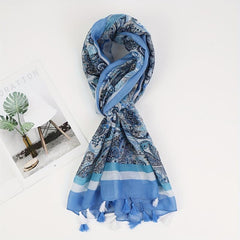 Paisley Print Tassel Scarf Classic Shawl Windproof Warm Head Wrap