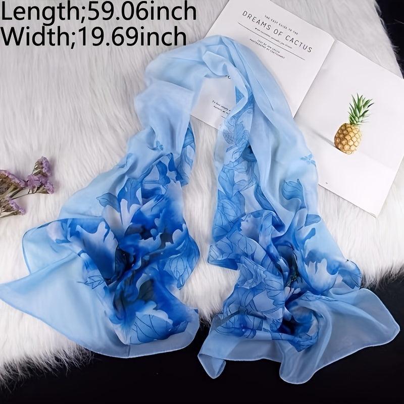 Colorful Chiffon Scarf Floral Print Casual Shawl Head Wrap