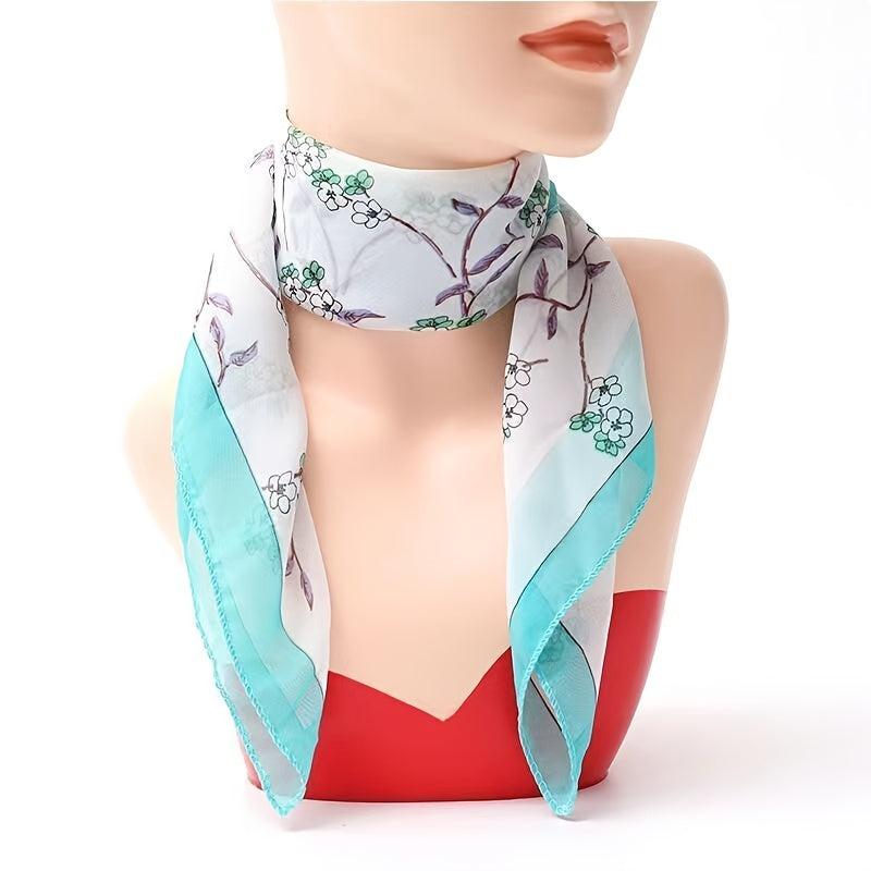 Floral Print Chiffon Scarf - Women Neckerchief Face Mask Accessories